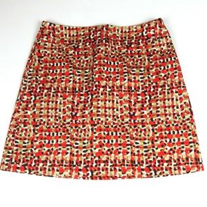 ANN TAYLOR Red printed lined skirt